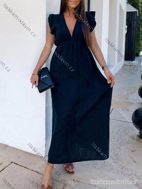 Šaty dlhé voľnočasové letný mušelín krátky rukáv dámske (S/M/L ONE SIZE) TALIANSKA MÓDA IM425304