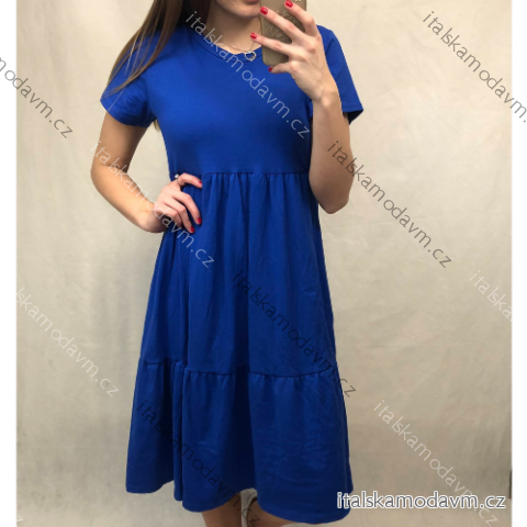 Šaty letné krátky rukáv dámske (S / M / L ONE SIZE) TALIANSKÁ MÓDA IMD21208/DU královská modrá S/M/L