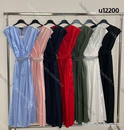 Šaty dlhé letné s opaskom krátky rukáv dámske (XS/S/M ONE SIZE) TALIANSKA MÓDA IMM25M12200