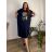 Šaty dlouhé oversize krátký rukáv dámské viskoza nadrozměr Lapač Snů (2XL/3XL/4XLONE SIZE) ITALSKÁ MÓDA MD22450/DUR tmavě modrá 2XL/3XL