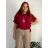 Tunika s přívěskem krátký rukáv dámská nadrozměr (48/50/52 ONE SIZE) ITALSKÁ MÓDA IM425031/DUR vínová 48/50