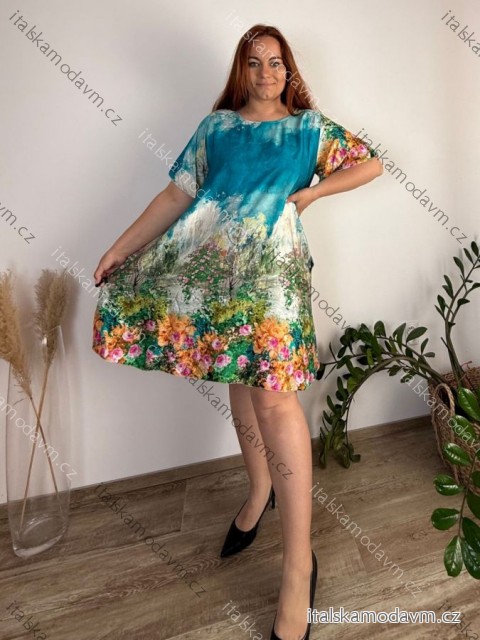 Šaty voľnočasové 3/4 dlhý rukáv dámske nadrozmer SPRING(48/50/52 ONE SIZE) TALIANSKA MÓDA IMSM25SPRING