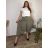 Kalhoty s gumou  široké letní dámské nadrozměr LADY (50/52/54 ONE SIZE) ITALSKá MóDA IMSM25LADY/DU 50/52 zelená khaki