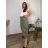 Kalhoty s gumou  široké letní dámské nadrozměr LADY (50/52/54 ONE SIZE) ITALSKá MóDA IMSM25LADY/DU 50/52 zelená khaki
