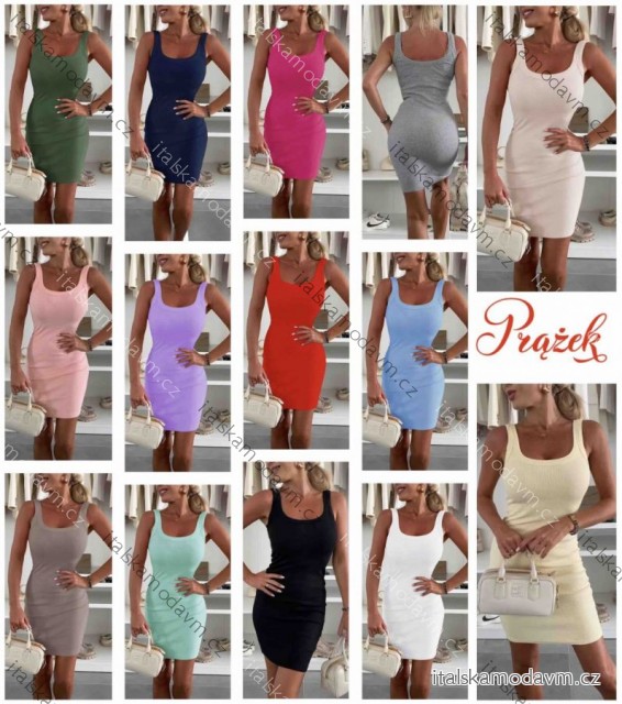 Šaty krátké letní řádek na ramínka dámské (XS/S/M ONE SIZE) ITALSKÁ MÓDA IMWB25887