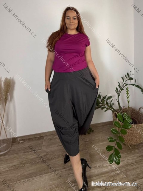 Kalhoty s gumou  široké letní dámské nadrozměr LADY (50/52/54 ONE SIZE) ITALSKá MóDA IMSM25LADY