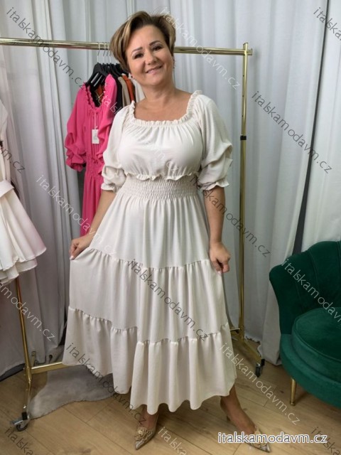 Šaty dlhé 3/4 dlhý rukáv dámske nadrozmer (42/44/46 ONE SIZE) TALIANSKA MÓDA IMWEC25036