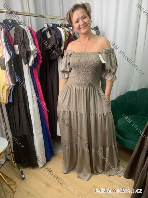 Šaty dlhé carmen 3/4 dlhý rukáv dámske nadrozmer (42/44/46 ONE SIZE) TALIANSKA MÓDA IMWEC25041