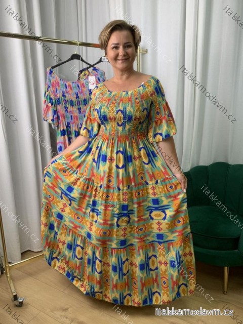 Šaty dlhé 3/4 dlhý rukáv dámske nadrozmer (42/44/46 ONE SIZE) TALIANSKA MÓDA IMWEC25052
