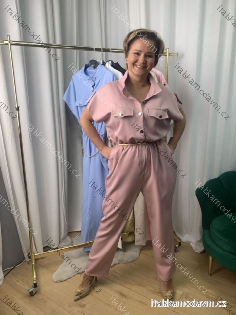 Overal dlhý košeľový krátky rukáv dámsky nadrozmer (42/44/46 ONE SIZE) TALIANSKA MÓDA IMWEC25062