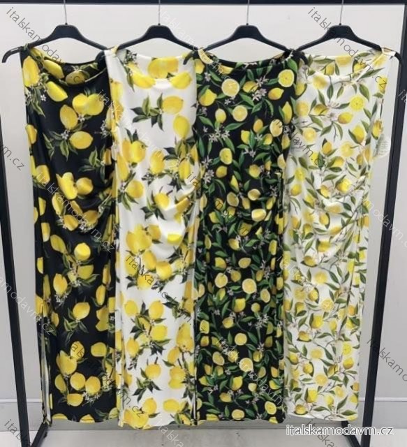 Šaty dlhé elegantné letné citrónky lemon bez rukávov dámske (XS/S/M ONE SIZE) TALIANSKA MÓDA IMM25M33803