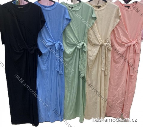 Šaty dlouhé letní krátký rukáv dámské (XS/S/M ONE SIZE) ITALSKÁ MÓDA IMM25M11283A