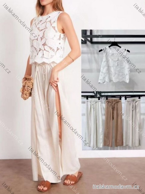 Kalhoty dlouhé letní dámské (S/M/L ONE SIZE) ITALSKÁ MÓDA IMM25M12588