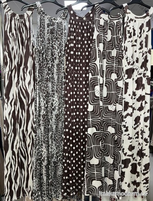 Šaty dlhé icecool crowprint na ramienka dámske (XS/S/M ONE SIZE) TALIANSKA MÓDA IMM25M2942A