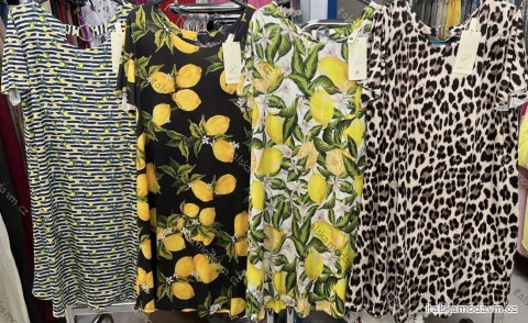 Šaty letní krátký rukáv icecool citronky lemon dámské (XS/S/M ONE SIZE) ITALSKÁ MÓDA IMM25M6742A