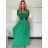 Šaty dlouhé letní žebrované krátký rukáv dámské Maria-M (XS/S/M/L ONE SIZE) ITALSKÁ MÓDA IMSM25128/DUR -   světle zelená -   S/M/L