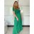 Šaty dlouhé letní žebrované krátký rukáv dámské Maria-M (XS/S/M/L ONE SIZE) ITALSKÁ MÓDA IMSM25128/DUR -   světle zelená -   S/M/L