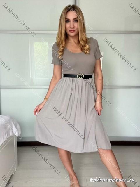Šaty voľnočasové letné krátky rukáv dámske VIOLA (S/M/L ONE SIZE) TALIANSKA MÓDA IMSM25022/DU - šedá - S/M/L