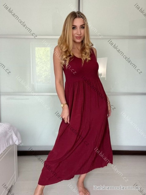 Šaty dlouhé letní na ramínka dámské (S/M ONE SIZE) ITALSKÁ MÓDA IM725ESTATE/DU