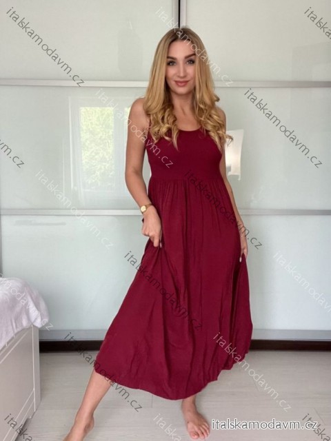 Šaty dlouhé letní na ramínka dámské (S/M ONE SIZE) ITALSKÁ MÓDA IM725ESTATE