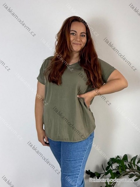 Tunika/tričko krátký rukáv dámské nadrozměr (XL/2XL ONE SIZE) ITALSKÁ MÓDA IM722006