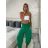 Nohavice dlhé letné dámske (S/M/L ONE SIZE) TALIANSKA MODA IM424206/DR -   zelená -   S/M/L