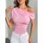Tričko řádek krátký rukáv dámské (XS/S/M ONE SIZE) ITALSKÁ MÓDA IMM25M21327 růžová XS/S/M