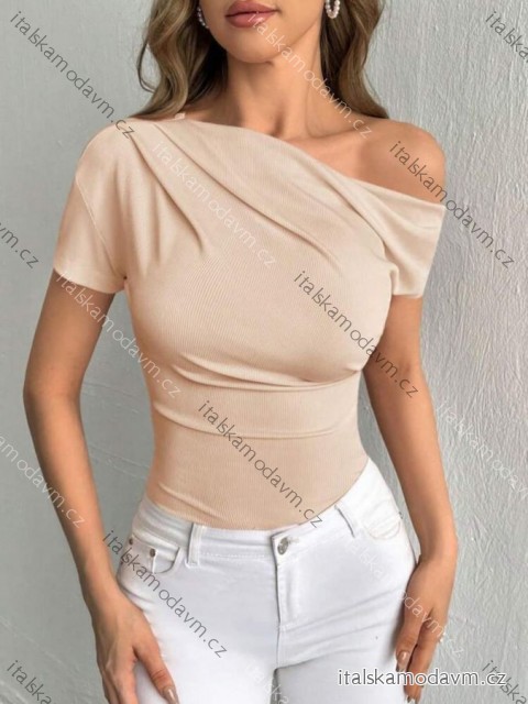 Tričko řádek krátký rukáv dámské (XS/S/M ONE SIZE) ITALSKÁ MÓDA IMM25M21327