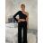 Súprava letná elegantný top a nohavice dámska (S/M/L ONE SIZE) TALIANSKA MÓDA IMD24091/DR -   čierna
 -   S/M/L