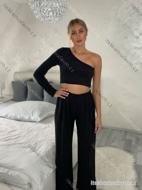 Souprava letní elegantní top a kalhoty dámská (S/M/L ONE SIZE) ITALSKÁ MÓDA IMD24091/DR