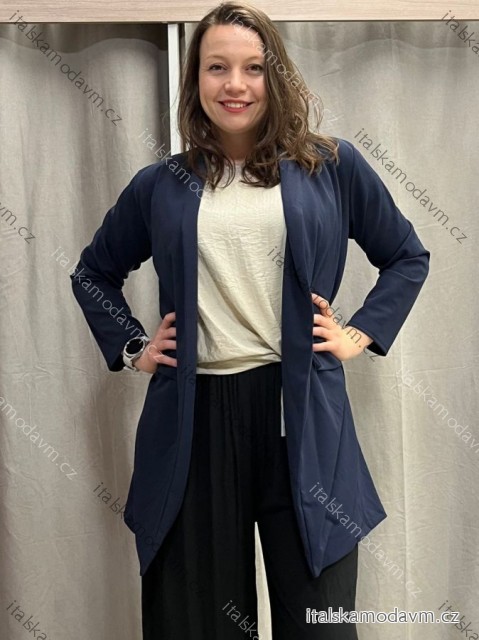 Sako predĺžené dlhý rukáv dámske (S/M/L ONE SIZE) TALIANSKA MÓDA IMD24001/DU tmavo modrá
