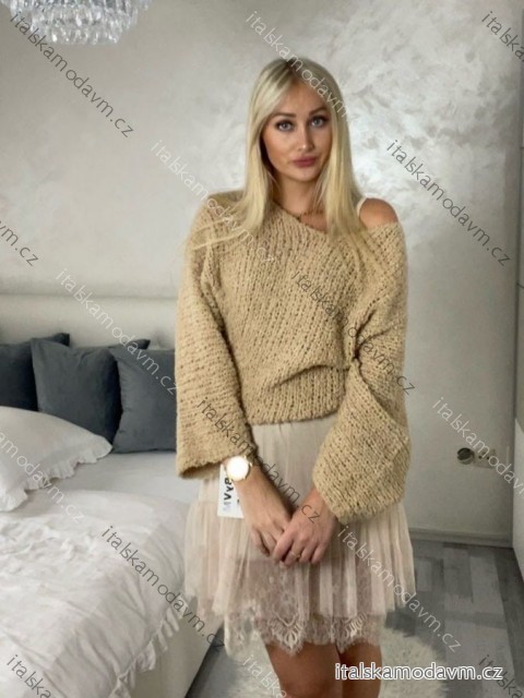 Šaty so svetrom bez rukávu dámske (S/M ONE SIZE) TALIANSKA MÓDA IMWAE234284/DUR hnedá S/M