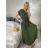 Šaty dlhé krátky rukáv dámske plisované Sona (S/M ONE SIZE) TALIANSKA MóDA IMC24258/DU Khaki S/M/L