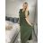 Šaty dlhé krátky rukáv dámske plisované Sona (S/M ONE SIZE) TALIANSKA MóDA IMC24258/DU Khaki S/M/L