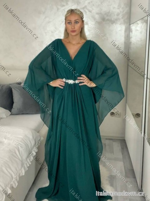 Šaty dlhé společenské elegantný krátky rukáv dámske (S/M/L ONE SIZE) TALIANSKA MÓDA IMPSH2550410