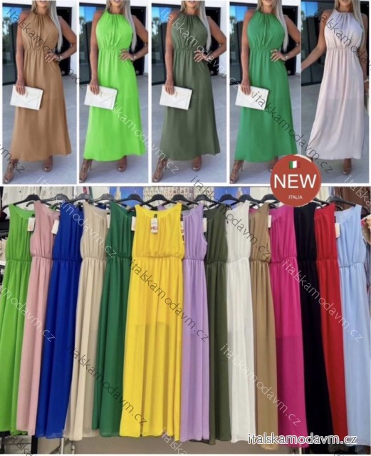 Šaty dlhé šifónové letné bez rukávov dámske (XS/S/M ONE SIZE) TALIANSKA MÓDA IMWB25895