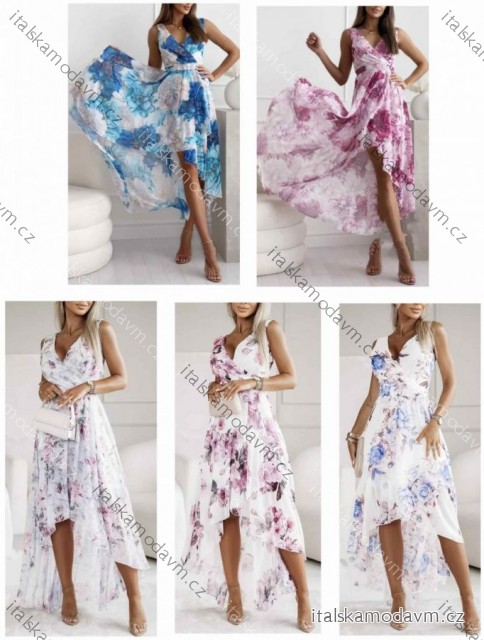 Šaty dlhé šifónové letné bez rukávov dámske (XS/S/M ONE SIZE) TALIANSKA MÓDA IMWB25905