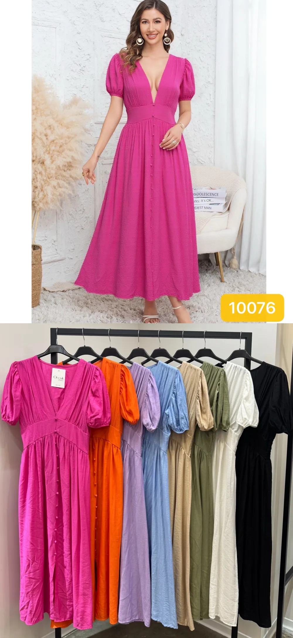 Šaty dlhé voľnočasové letné krátky rukáv dámske (S/M/L ONE SIZE) TALIANSKA MÓDA IMPOC2510076