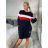 Šaty mikinové dlhý rukáv dámske PALERMO (S/M/L ONE SIZE) TALIANSKA MóDA IMD22882/DU S/M/L tmavo modrá
