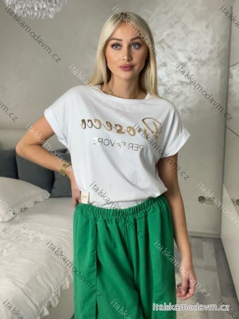 Tričko oversize krátký rukáv dámské PROSECCO  (S/M/L ONE SIZE) ITALSKÁ MÓDA IMD23807/DU