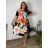 Šaty dlhé elegantný letný krátky rukáv dámske nadrozmer FLOWER (50/52/54 ONE SIZE) TALIANSKA MÓDA IM425221-1/DU 50/52/54 čierna