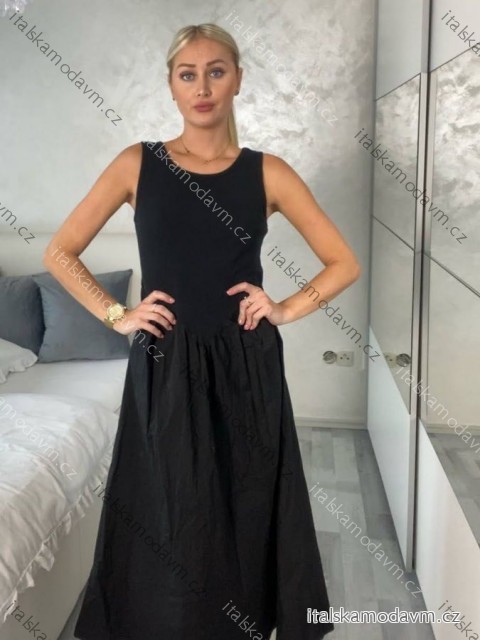 Šaty letné bez rukávu dámske PAGE (S/M/L ONE SIZE) TALIANSKA MÓDA IM725020/DU S/M/L čierna