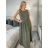 Šaty letní bez rukávu dámské  PAGE (S/M/L ONE SIZE) ITALSKÁ MÓDA IM725020/DU S/M/L zelená khaki