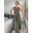 Šaty letní bez rukávu dámské  PAGE (S/M/L ONE SIZE) ITALSKÁ MÓDA IM725020/DU S/M/L zelená khaki