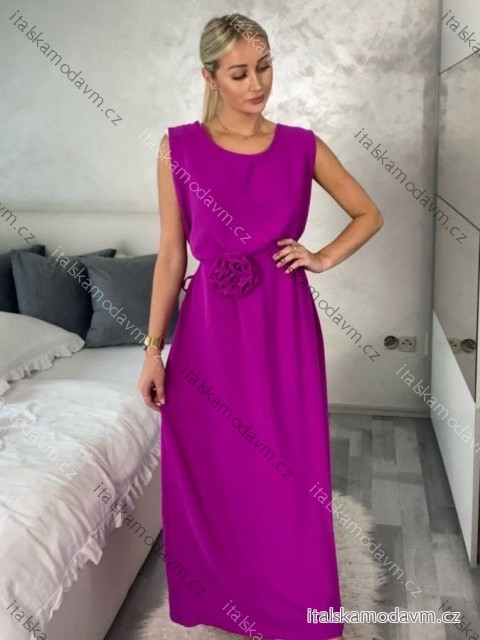 Šaty dlhé elegantné letné bez rukávov dámske ROSE (M/L/XL ONE SIZE) TALIANSKA MÓDA IMC25262/DU