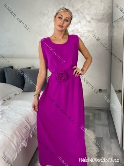 Šaty dlhé elegantné letné bez rukávov dámske ROSE (M/L/XL ONE SIZE) TALIANSKA MÓDA IMC25262/DU růžová fuchsiová M/L/XL