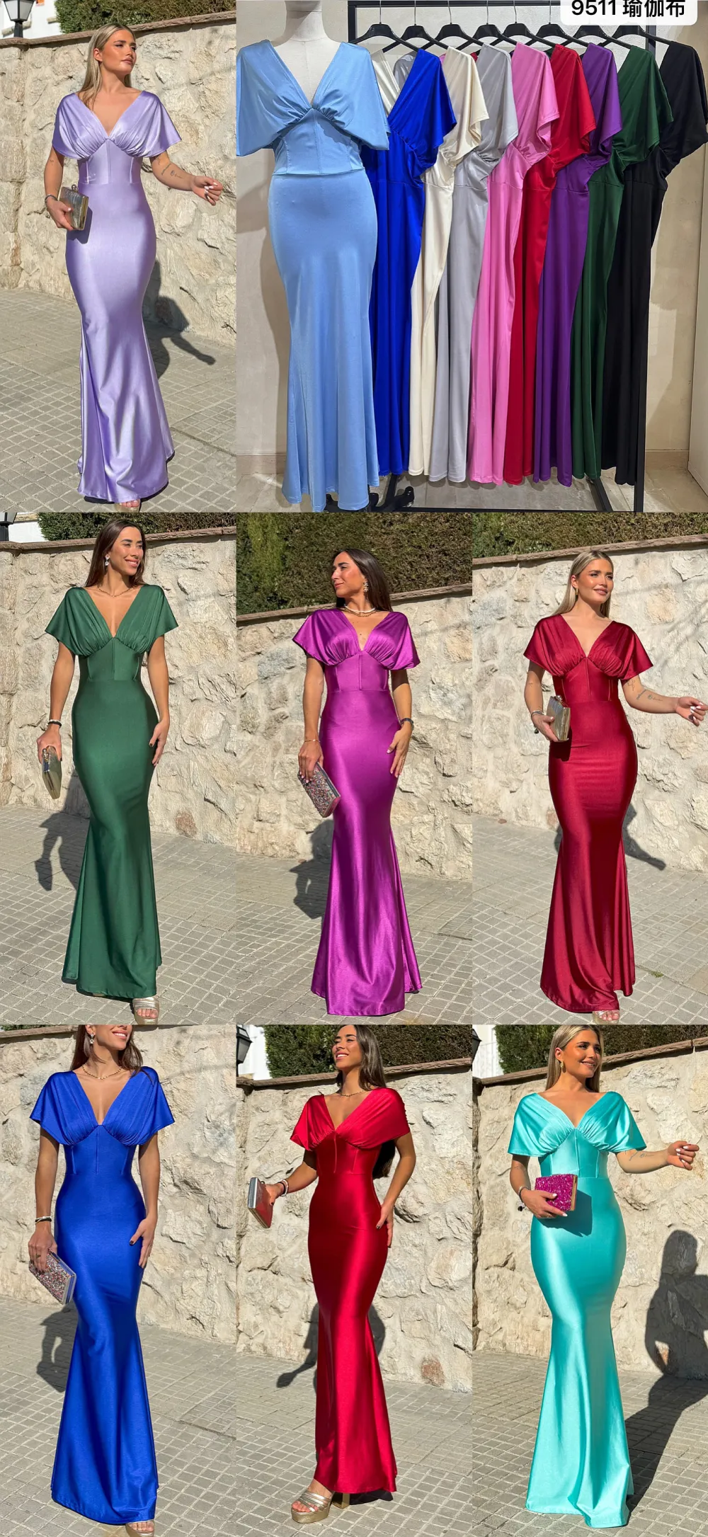 Šaty dlhé elegantné saténové krátky rukáv dámske (S/M/L ONE SIZE) TALIANSKA MÓDA IMPOC259511