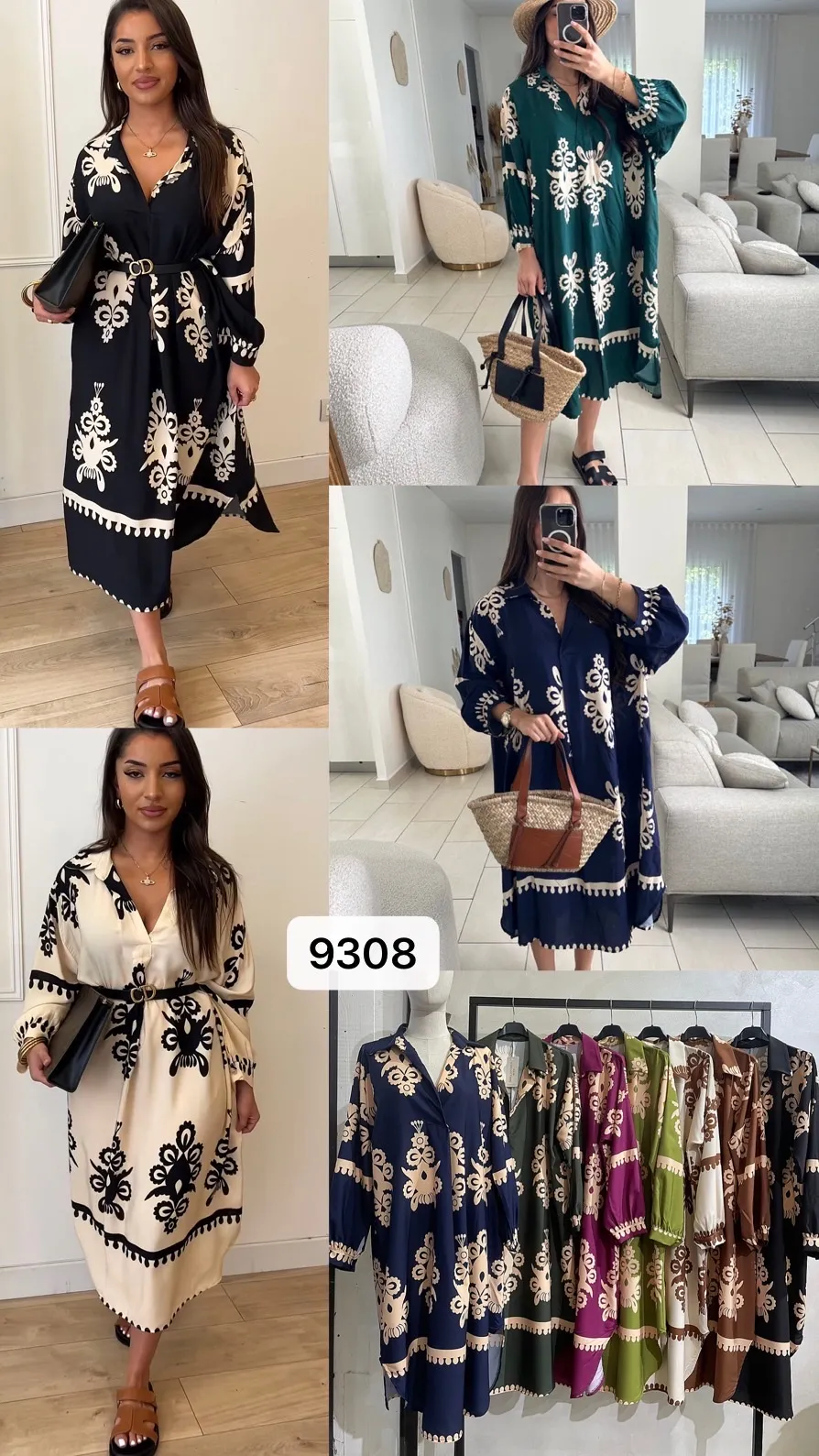 Šaty volnočasové letní s páskem dlouhý rukáv dámské (S/M/L ONE SIZE) ITALSKÁ MÓDA IMPOC259308