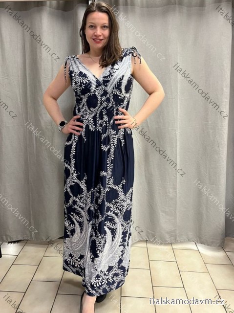 Šaty dlhé letní icecool bez rukávov dámske (M/L, XL/XXL) TALIANSKA MODA ainuosi IMB239903 XL/2XL tmavo modrá