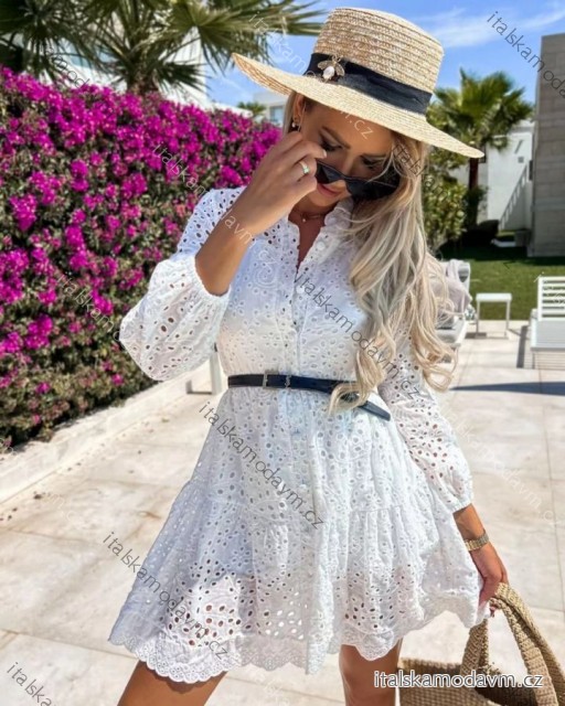 Šaty elegantní krajkové dlouhý rukáv dámské (S/M/L ONE SIZE) ITALSKÁ MÓDA IMPOC236378